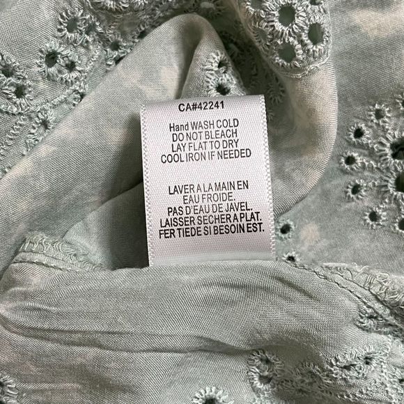 Young Fabulous & Broke Tia Wrap Eyelet Blouse Women's Green Crop Loose Kimono M - Picture 9 of 9